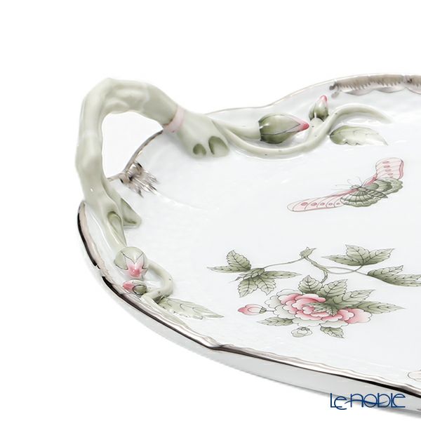 ヘレンド ヴィクトリア・プラチナ VBOG-X1-PT オーバルトレイ 32.5cm 持ち手付 00411-0-00