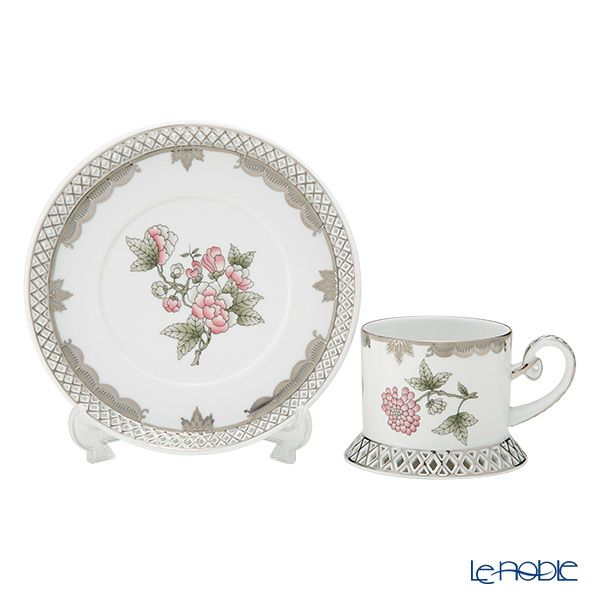 ヘレンド ヴィクトリア・プラチナ VBOG-X1-PT ティーカップ＆ソーサー 透かしレース（オープンワーク） 180ml バーチカル 04755-0-00