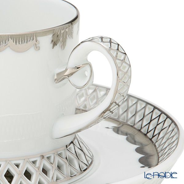 ヘレンド ヴィクトリア・プラチナ VBOG-X1-PT ティーカップ＆ソーサー 透かしレース（オープンワーク） 180ml バーチカル 04755-0-00