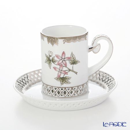 ヘレンド ヴィクトリア・プラチナ VBOG-X1-PT 04756-0-00 ティーカップ＆ソーサー 透かしレース 100ml