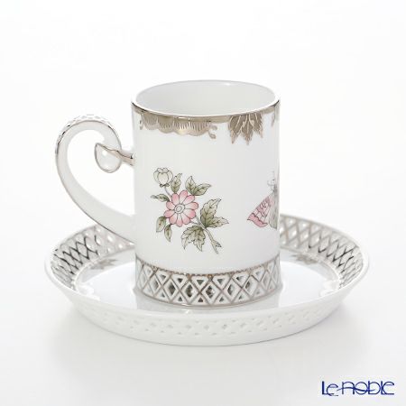 ヘレンド ヴィクトリア・プラチナ VBOG-X1-PT 04756-0-00 ティーカップ＆ソーサー 透かしレース 100ml