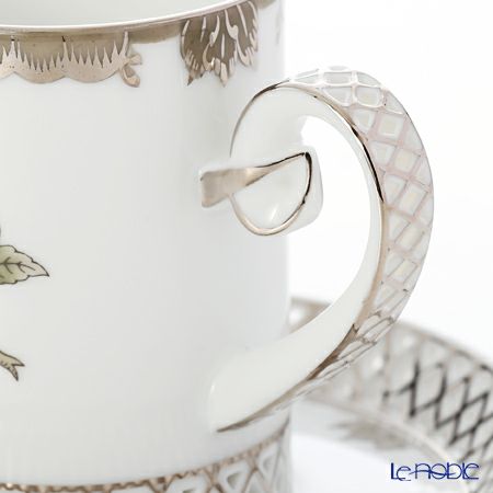 ヘレンド ヴィクトリア・プラチナ VBOG-X1-PT 04756-0-00 ティーカップ＆ソーサー 透かしレース 100ml