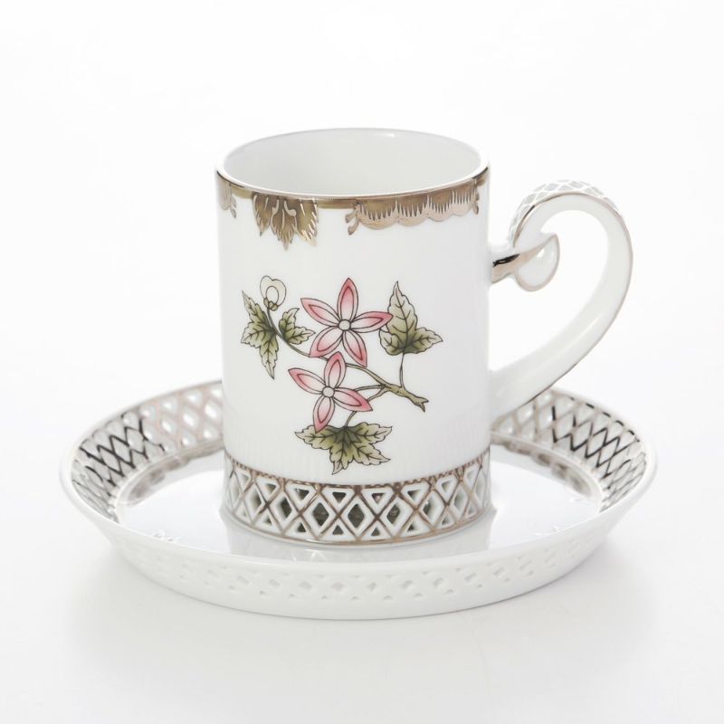 ヘレンド ヴィクトリア・プラチナ VBOG-X1-PT 04756-0-00 ティーカップ＆ソーサー 透かしレース 100ml