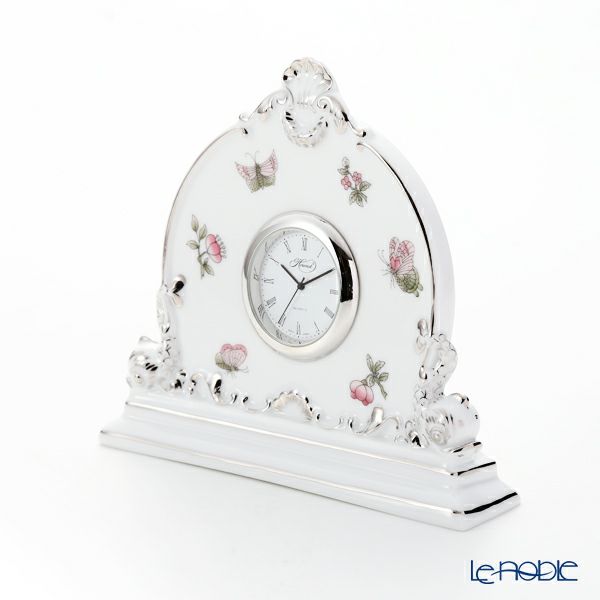 ヘレンド ヴィクトリア・プラチナ VBOG-X1-PT 08083-0-00 テーブルクロック 12.5cm