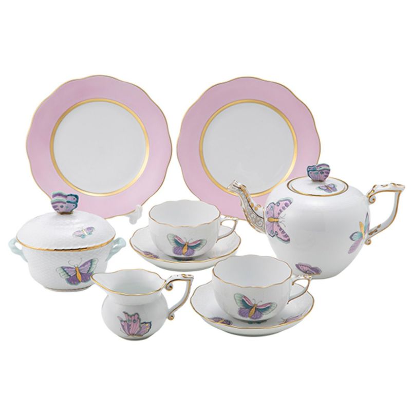 ヘレンド ロイヤルガーデン EVICTP2 パピヨン／ターコイズ ティーセット