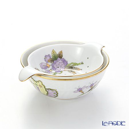 ヘレンド ロイヤルガーデン EVICT1 01453／1454 ティーストレーナー／ボウル グリーン