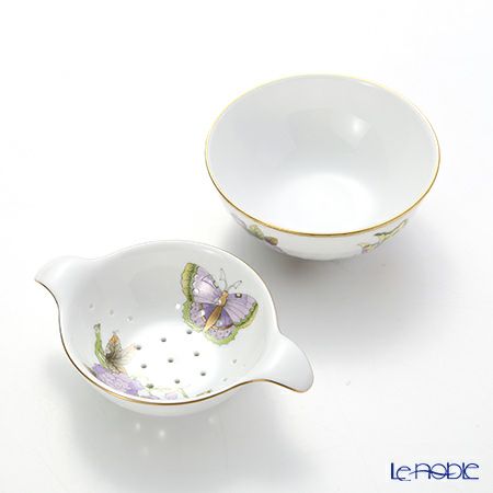 ヘレンド ロイヤルガーデン EVICT1 01453／1454 ティーストレーナー／ボウル グリーン