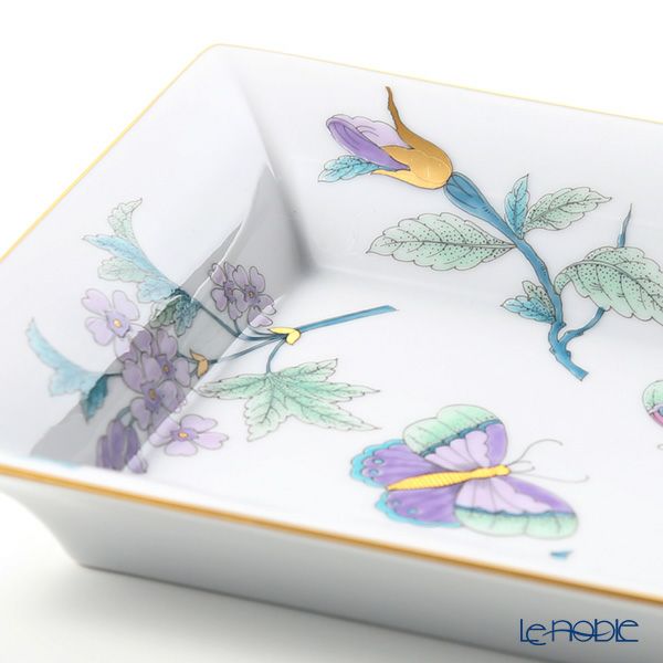 ヘレンド ロイヤルガーデン EVICT2 07631-0-00 スクエアトレイ 16×19cm ターコイズ シリアルナンバー・特製ケース付 世界限定生産250点