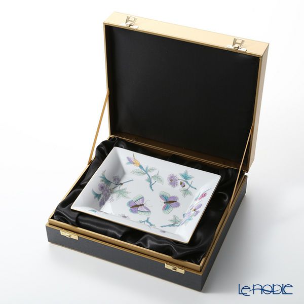 ヘレンド ロイヤルガーデン EVICT2 07631-0-00 スクエアトレイ 16×19cm ターコイズ シリアルナンバー・特製ケース付 世界限定生産250点