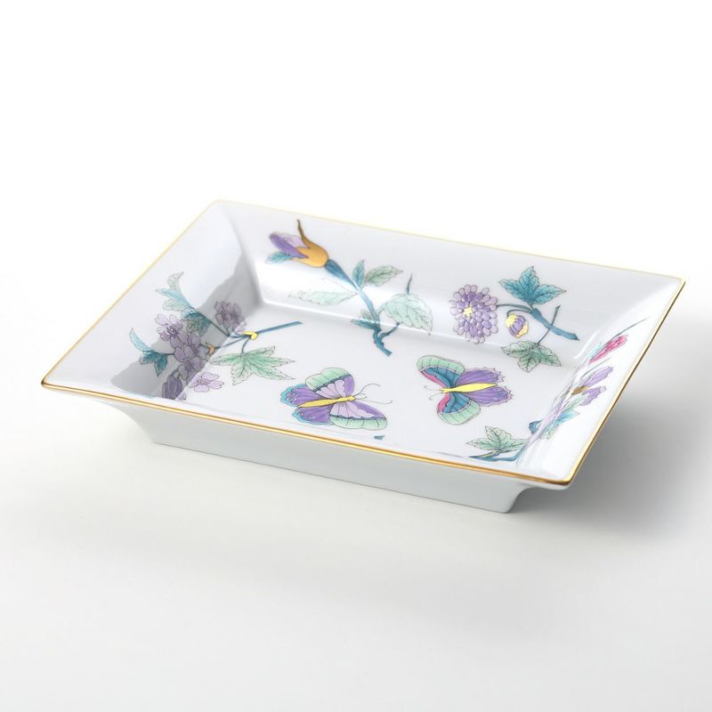 ヘレンド ロイヤルガーデン EVICT2 07631-0-00 スクエアトレイ 16×19cm ターコイズ シリアルナンバー・特製ケース付 世界限定生産250点