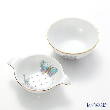 ヘレンド ロイヤルガーデン EVICT2 01453／1454 ティーストレーナー／ボウル ターコイズ