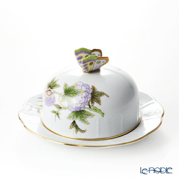 ヘレンド ロイヤルガーデン EVICTF1（フラワー） 00393-0-17 バターケース 14.8cm グリーン