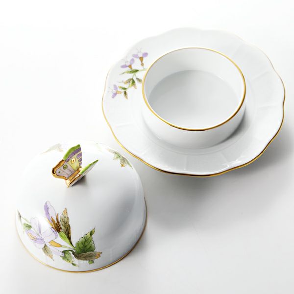 ヘレンド ロイヤルガーデン EVICTF1（フラワー） 00393-0-17 バターケース 14.8cm グリーン