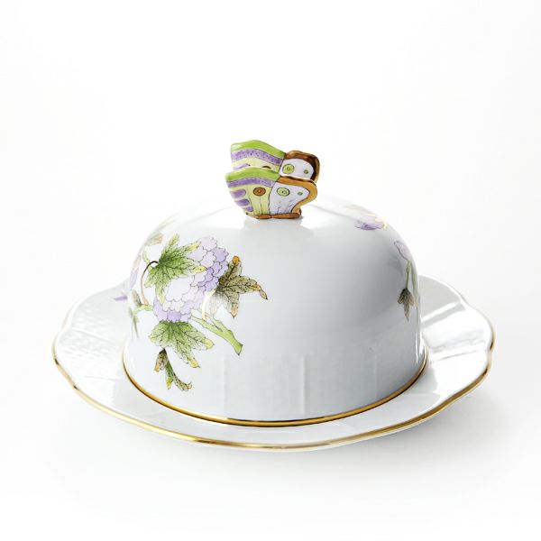 ヘレンド ロイヤルガーデン EVICTF1（フラワー） 00393-0-17 バターケース 14.8cm グリーン