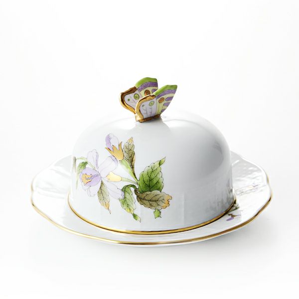 ヘレンド ロイヤルガーデン EVICTF1（フラワー） 00393-0-17 バターケース 14.8cm グリーン