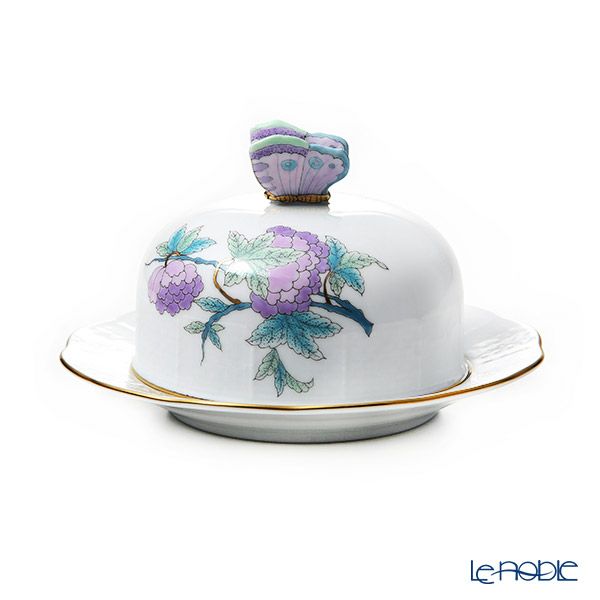 ヘレンド ロイヤルガーデン EVICTF2 00393-0-17（フラワー） バターケース 14.8cm ターコイズ