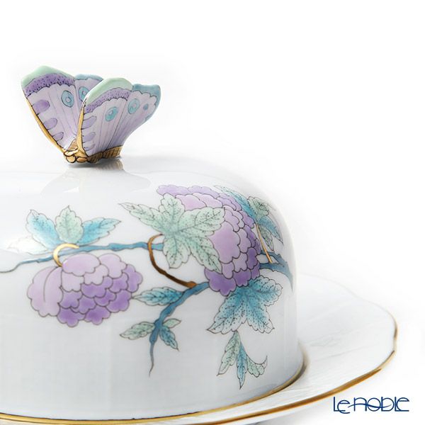 ヘレンド ロイヤルガーデン EVICTF2 00393-0-17（フラワー） バターケース 14.8cm ターコイズ