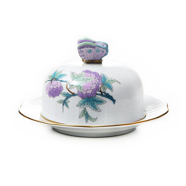 ヘレンド ロイヤルガーデン EVICTF2 00393-0-17（フラワー） バターケース 14.8cm ターコイズ