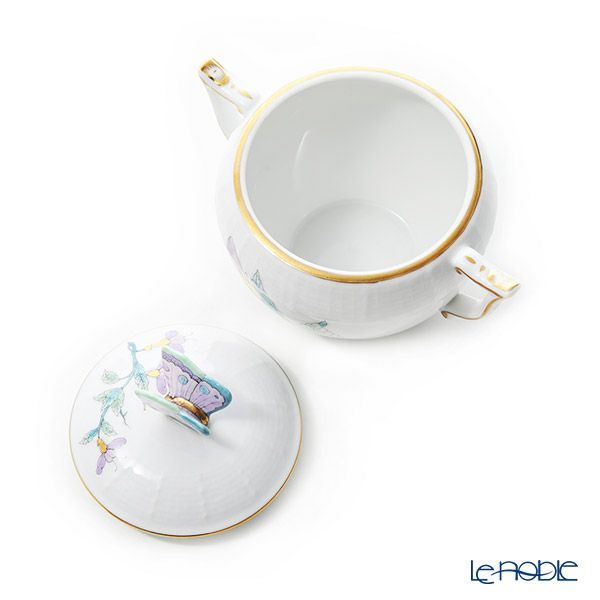 ヘレンド ロイヤルガーデン EVICTF2 00472-0-17（フラワー） シュガーポット チョウ 200ml ターコイズ