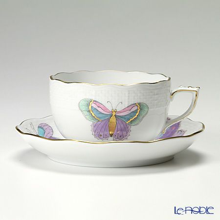 ヘレンド ロイヤルガーデン EVICTP2（パピヨン） 00724-0-00 ティーカップ＆ソーサー 200ml ターコイズ