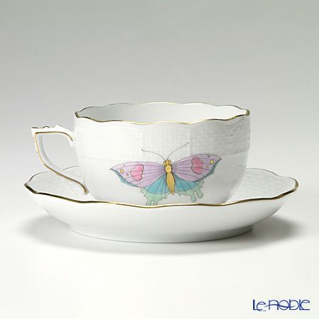 ヘレンド ロイヤルガーデン EVICTP2（パピヨン） 00724-0-00 ティーカップ＆ソーサー 200ml ターコイズ