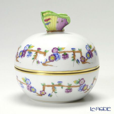 ヘレンド ヴィクトリア PDVICT2 06032-0-17 ラウンドボックス（チョウ） ブルー