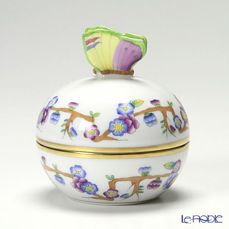 ヘレンド ヴィクトリア PDVICT2 06033-0-17 ラウンドボックス（チョウ） ブルー