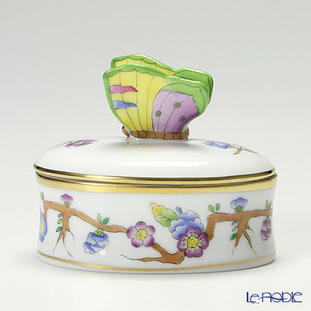 ヘレンド ヴィクトリア PDVICT2 06114-0-17 オーバルボックス（チョウ） ブルー