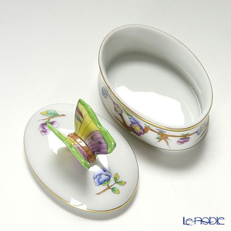 ヘレンド ヴィクトリア PDVICT2 06114-0-17 オーバルボックス（チョウ） ブルー