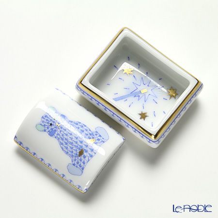 ヘレンド PVHB2-RI 06110-0-00 ボックス クマ ブルー 5×4cm