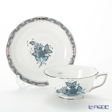 ヘレンド アポニーターコイズプラチナ 00734-0-00 ティーカップ＆ソーサー（ロウ）
