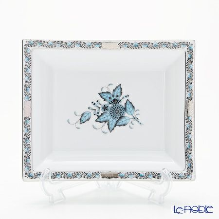 ヘレンド アポニーターコイズプラチナ 07631-0-00 スクエアトレイ 16×19cm