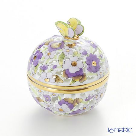 ヘレンド ファンタジー C4 06219-0-17 透かしボンボン入れ（チョウ）