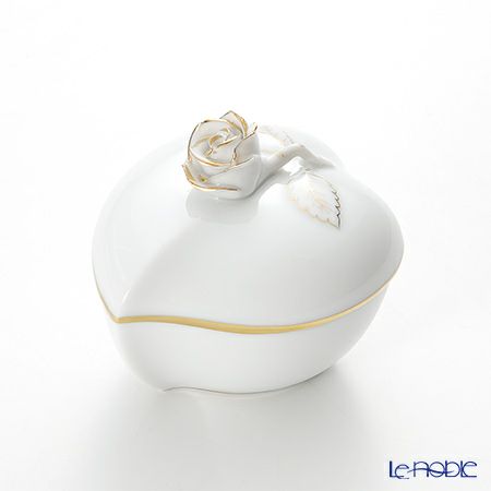 ヘレンド HDE 白磁金彩 06005-0-09 ハートボックス（ローズ）