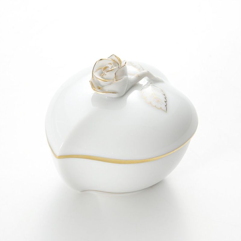 ヘレンド HDE 白磁金彩 06005-0-09 ハートボックス（ローズ）