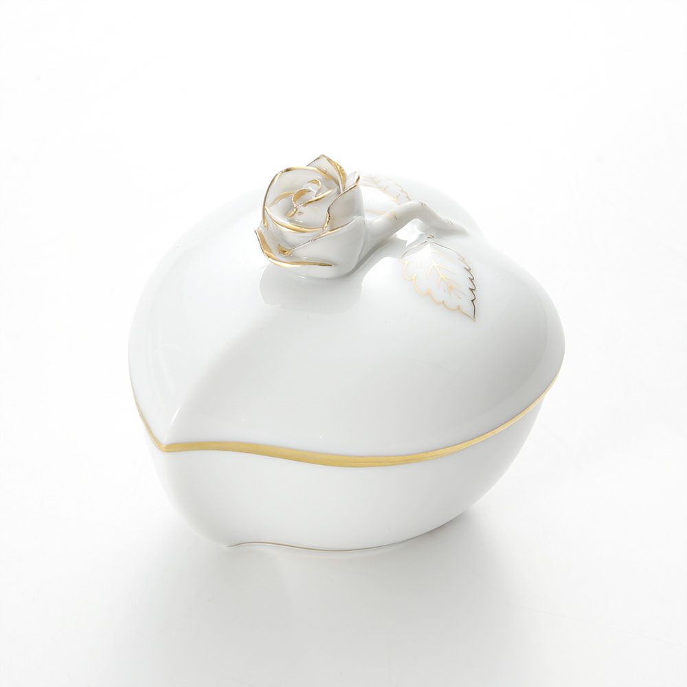 ヘレンド HDE 白磁金彩 06005-0-09 ハートボックス（ローズ）