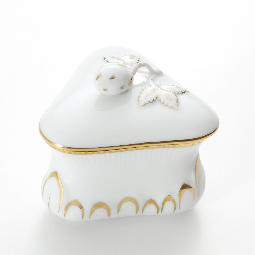 ヘレンド HDE 白磁金彩 06079-0-11 ボンボン入れ トライアングルストロベリー