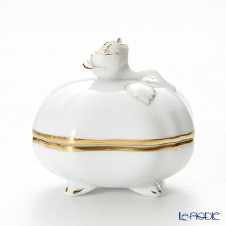 ヘレンド HDE 白磁金彩 06179-0-09 スクエアボックス（ローズ）