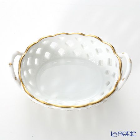 ヘレンド HDE 白磁金彩 07425-0-00 バスケット（オープンワーク）