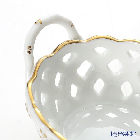 ヘレンド HDE 白磁金彩 07425-0-00 バスケット（オープンワーク）