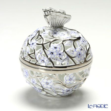 ヘレンド ファンタジー CPTB 06214-0-17 透かしボンボン ブルー（チョウ）