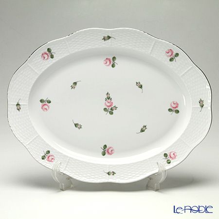 ヘレンド ウィーンのバラ プラチナ 00102-0-00 オーバルプラター 36cm