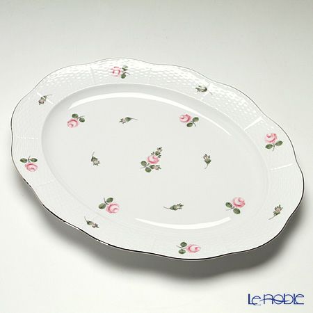ヘレンド ウィーンのバラ プラチナ 00102-0-00 オーバルプラター 36cm