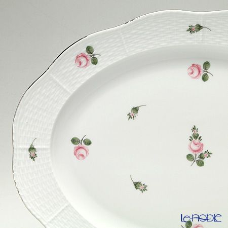 ヘレンド ウィーンのバラ プラチナ 00102-0-00 オーバルプラター 36cm