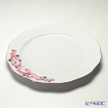 ヘレンド ウィーンのバラ プラチナ 00156-0-00 プレート 33cm