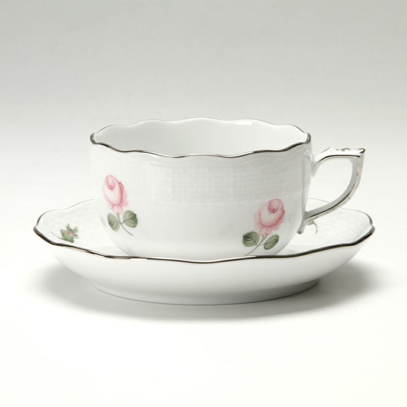 ヘレンド ウィーンのバラ プラチナ VR-PT 00724-0-00 ティーカップ＆ソーサー 200ml