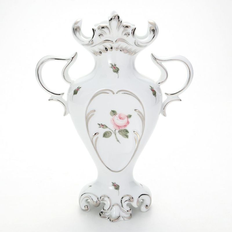 ヘレンド ウィーンのバラ プラチナ 06532-0-00 ベース（両手付） 26cm