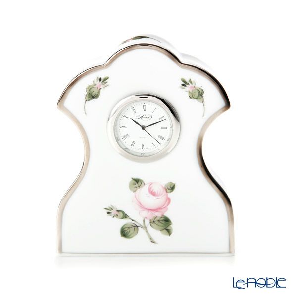 ヘレンド ウィーンのバラ プラチナ テーブルクロック 11cm 08085-0-00