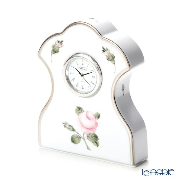 ヘレンド ウィーンのバラ プラチナ テーブルクロック 11cm 08085-0-00