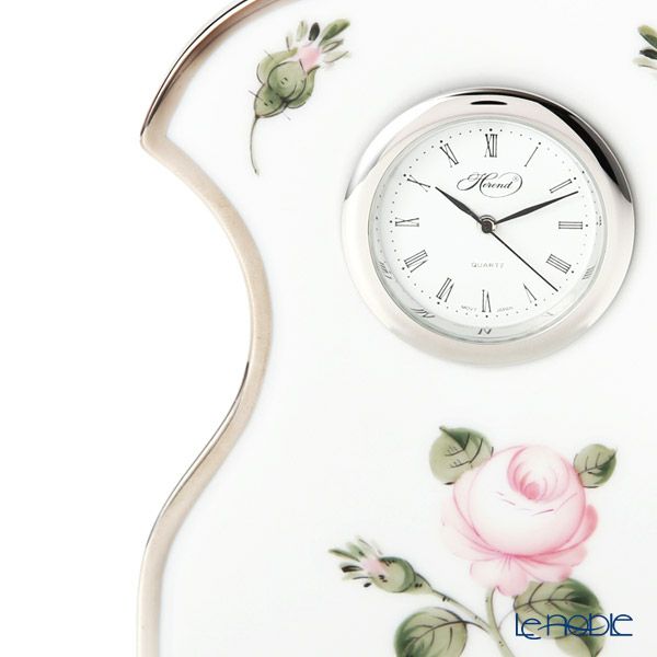 ヘレンド ウィーンのバラ プラチナ テーブルクロック 11cm 08085-0-00